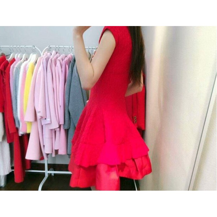 TE6085YZL Korean fashion jacquard weave bubble temperament dress