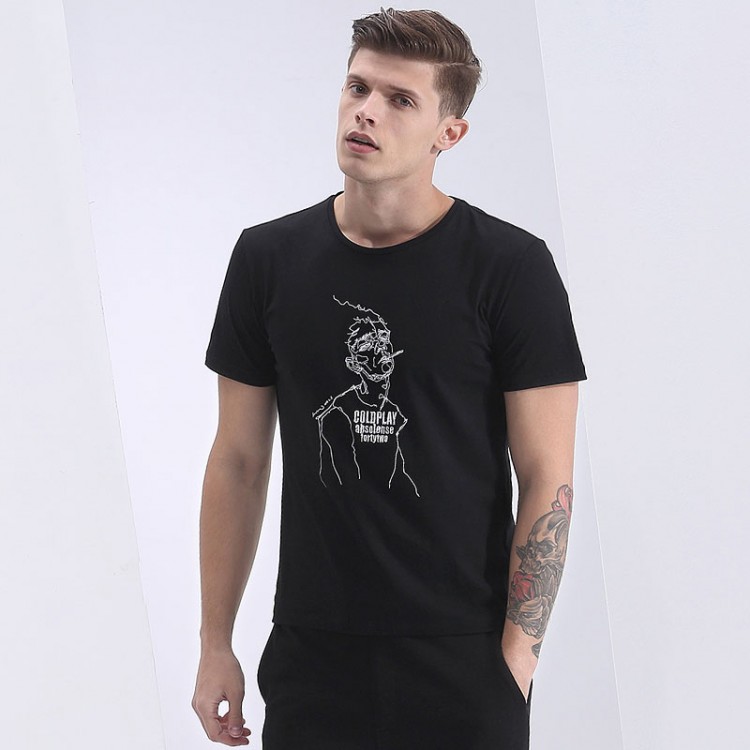 TE1624LDZ New style casual print slim men short sleeve t-shirt