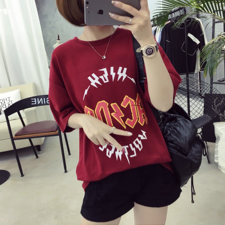 TE521XGM Student pullover cartoon print short sleeve loose t-shirt