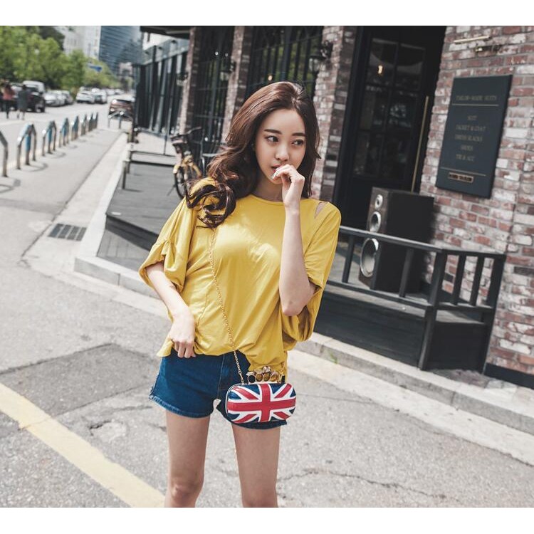 TE6423YZS Loose large size batwing sleeve backless sexy irregular t-shirt