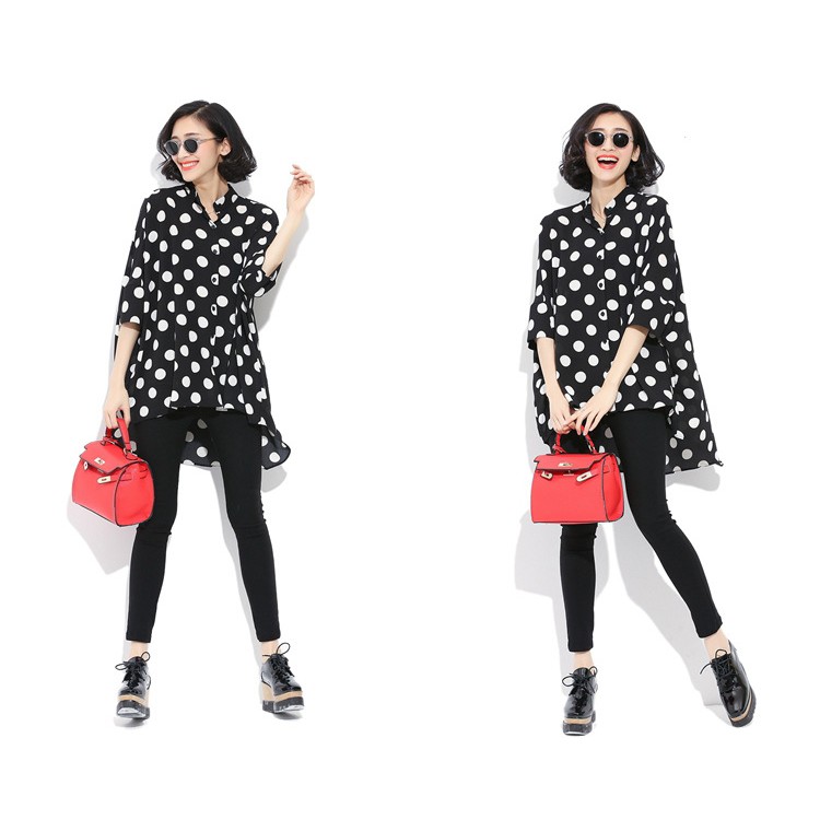 TE6809AYY Korean fashion large size loose dot blouse