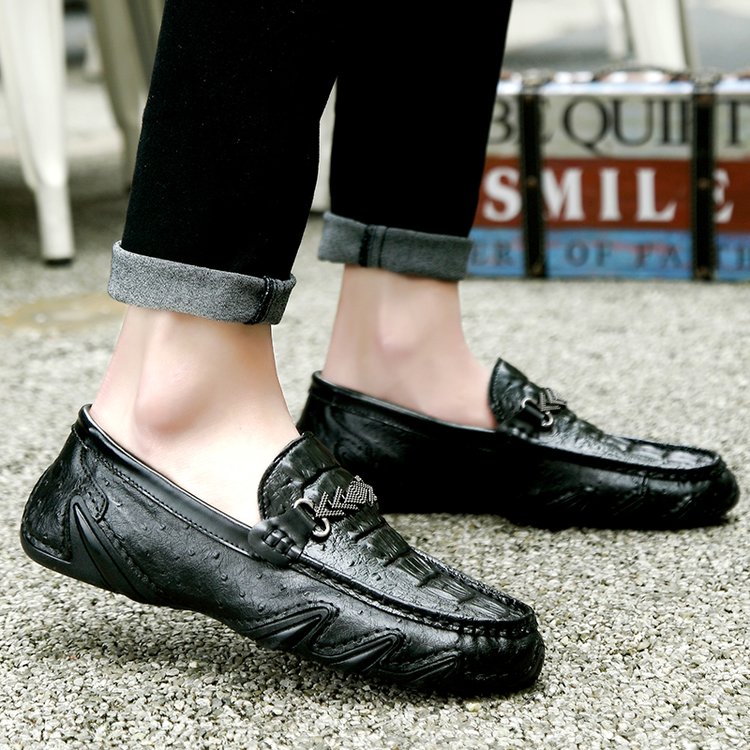 07585 crocodile pattern thick soft bottom leather men’s shoes